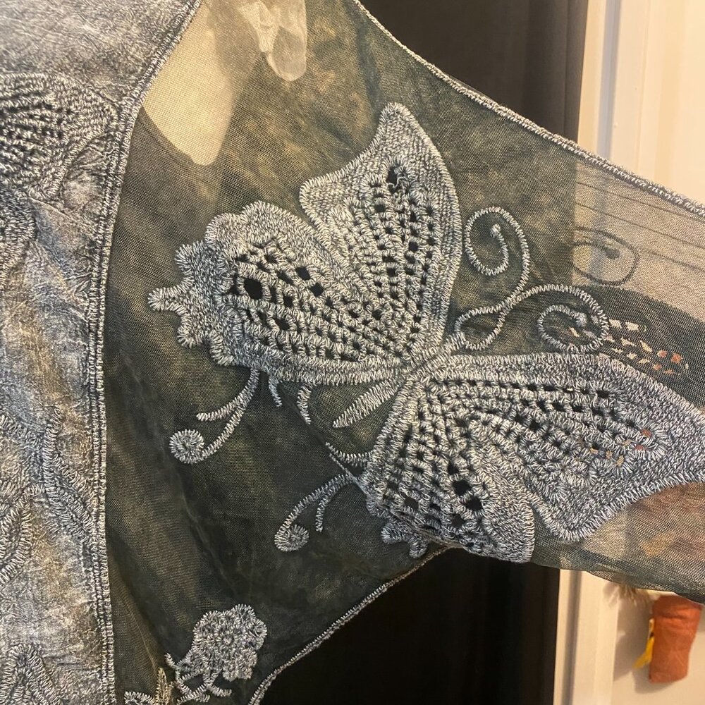 Violet Ruby Butterfly Wing Blouse Charcoal Grey Small